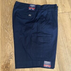 Chaps Men's Coastland‎ Wash Cargo Shorts Navy Blue Stretch Size 30 10" NEW